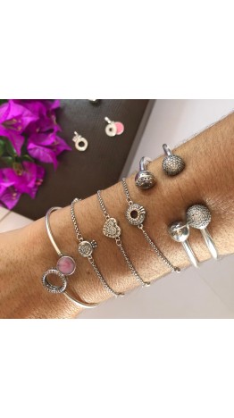 Pulseira Ajustável lover Prata 925 e Zirconias 